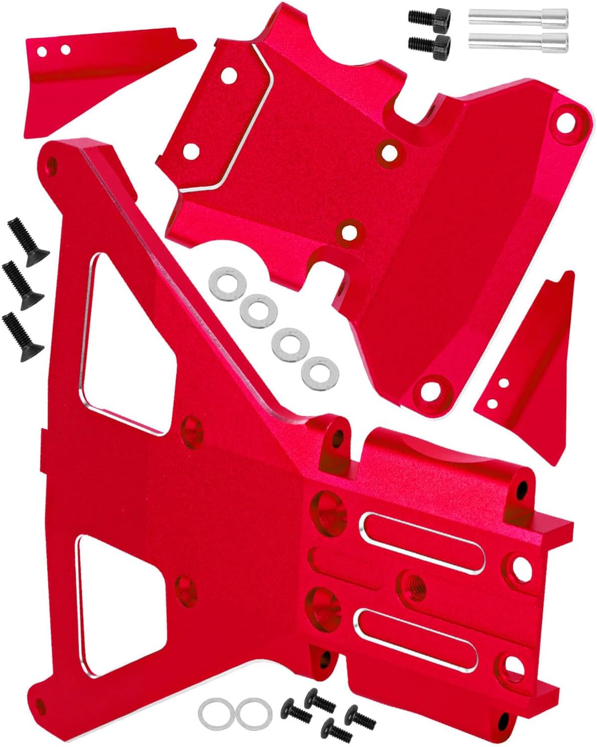 RC Aluminum Front Bulkhead Tra&Rear Bulkhead Upgrades Part for 1/10 Slash 4X4 LCG Ultimate/Rally Brushless,Red(Part Number:LCF0801,LCF0901)
