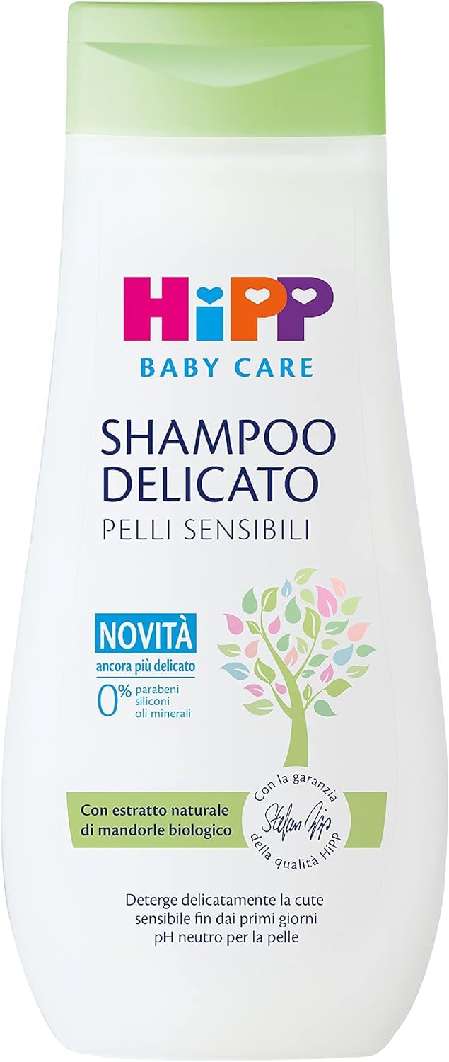 HiPP - Baby Care - Shampoo Delicato per Bambini, Deterge con Delicatezza, Non Irrita gli occhi, per Pelli Sensibili, con Estratto Naturale di Mandorle Bio, 1 Flacone da 200 ml