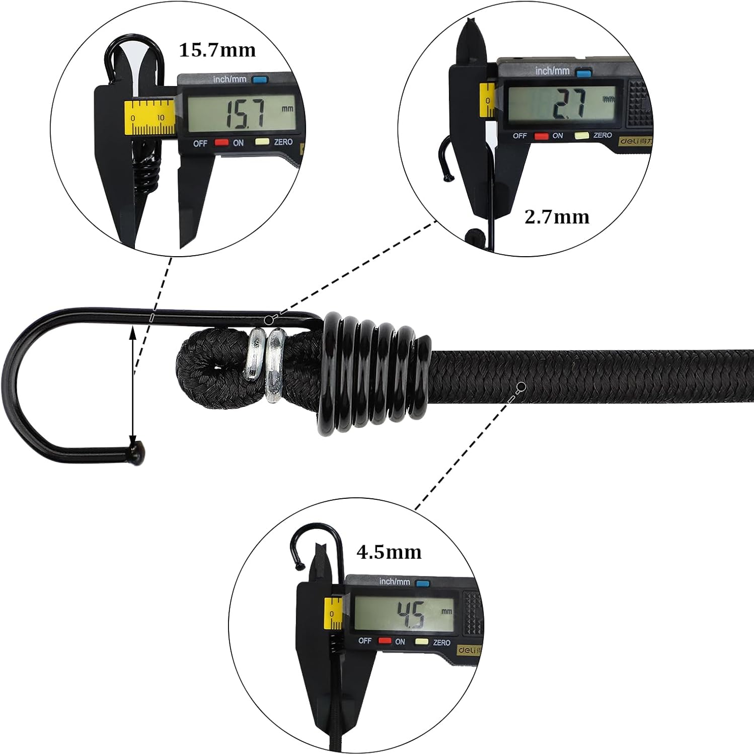 ZHOUBIN Small Bungee Cord with Hooks, 6 Inch Black Bungee Cords for DIY, Camping, Tarps, Tents, Hiking, Camping, Luggage(15 Pack)