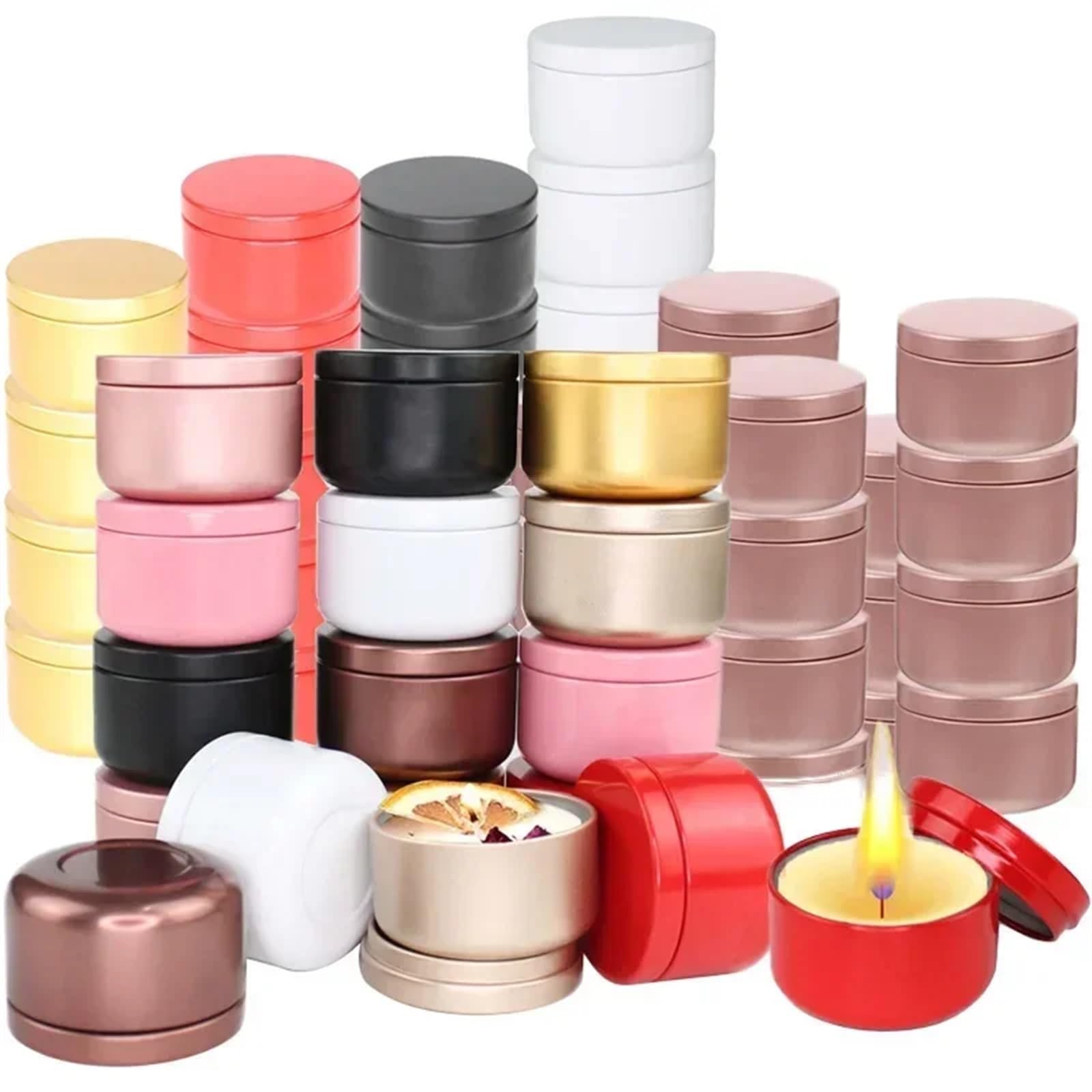 Aluminum Candle Jars | Multicolor 20/50/80/100 Pcs Candle Making: Aluminum Jars(Red,100pcs)