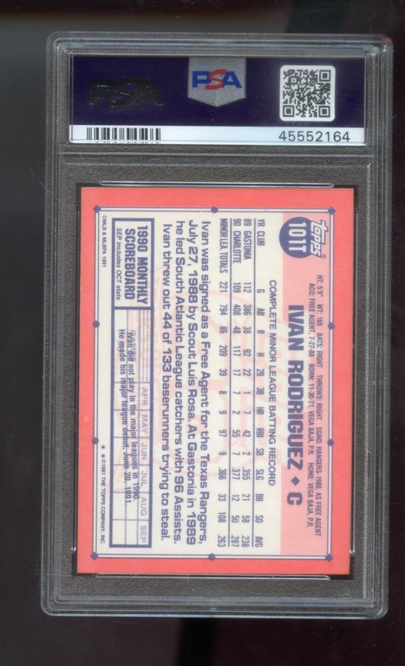 1991 Topps Traded #101T Ivan Rodriguez ROOKIE RC PSA 10 Graded Baseball Card MLB Texas Rangers