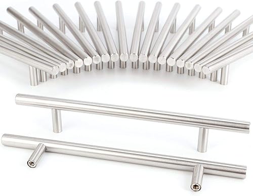 Miniatura 2 de SHG_shop Manija de acero inoxidable de níquel cepillado para gabinete de cocina, tirador en T, tiradores de cajón de cocina y perillas de gabinete