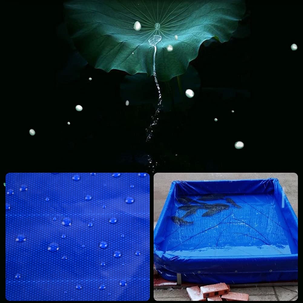 Fodera pieghevole per stagno di pesci con occhielli 0,45 mm serbatoio impermeabile in PVC per tartarughe Koi e pesci d'acqua salata durevole 400 gsm piscina blu 6x4x1 m soluzione di tenuta temporanea