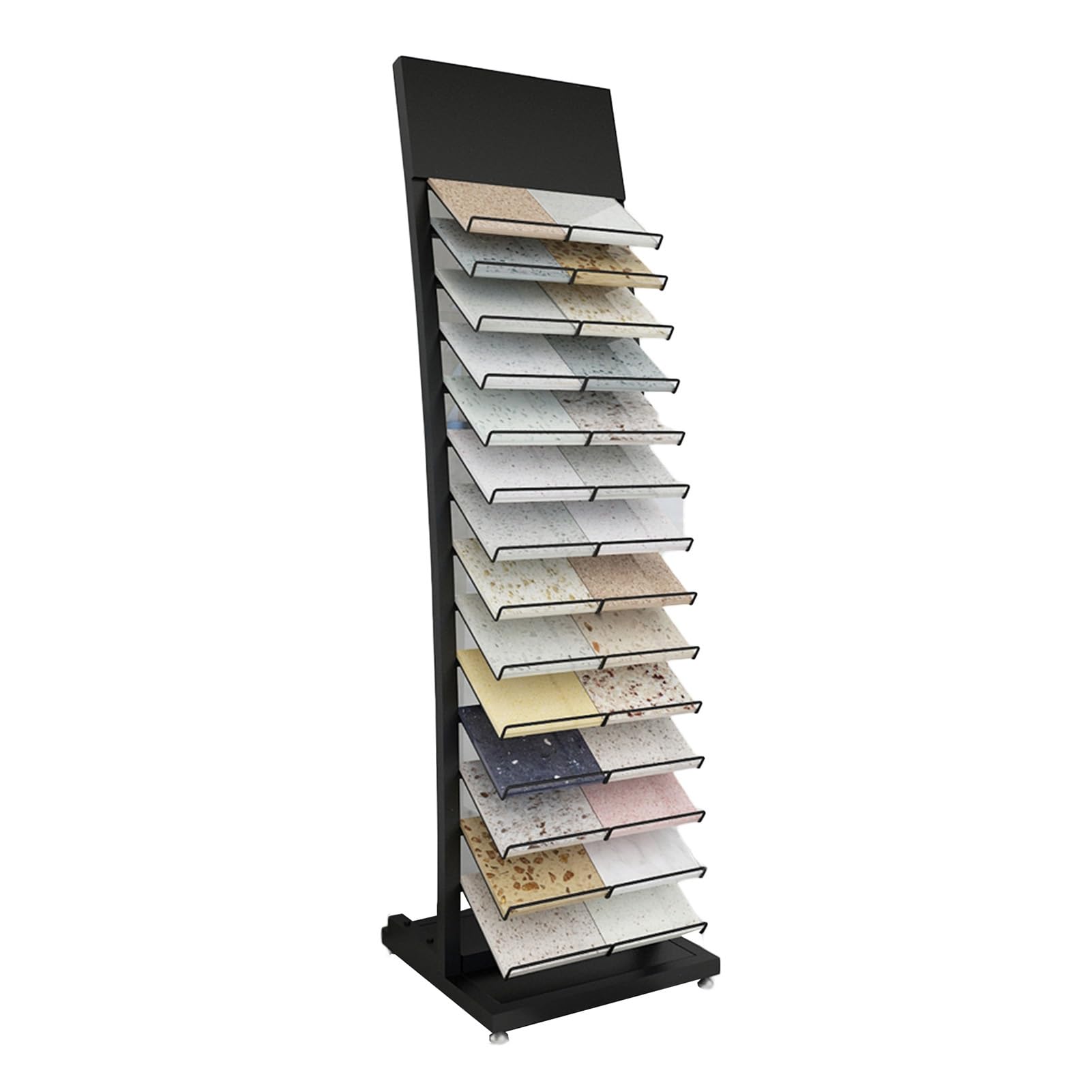 Présentoir pour carrelage de Sol, présentoir en Porcelaine pour carrelage de Sol, Support de Rangement en métal à 14 Niveaux, avec 14 emplacements pour Cartes, Convient aux salles d'expositi