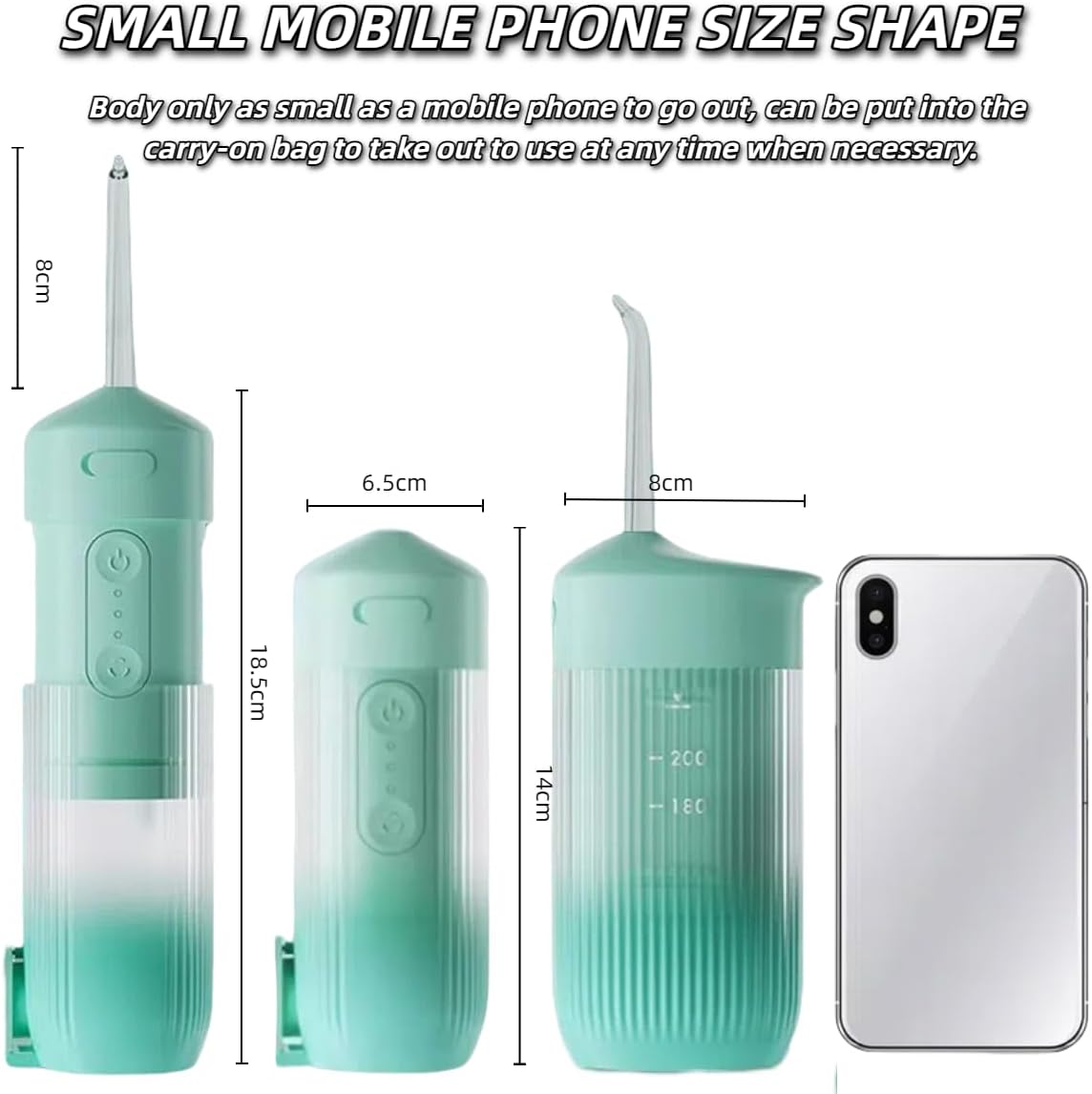 Portable Water Flossers for Teeth,Telescopic Travel Water Flosser Rechargeable, 4 Nozzle Options,IPX7 Waterproof, (White)