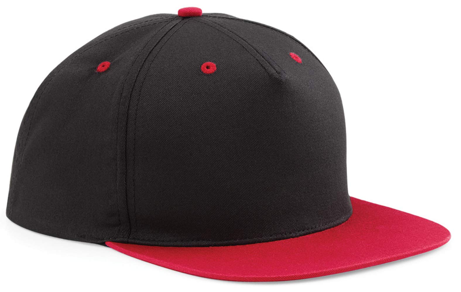WM SPORTS Personalised Snapback Rapper Baseball Caps Customised Rapper Adults Cap Printed Hip Hop Caps/Hats with Text/Name or Logo or Plain (Black/Red)