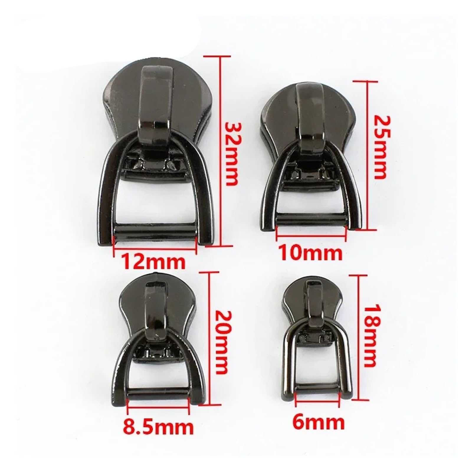 Deslizadores de Cremallera for Cremalleras de Metal, Kit de reparación de Ropa, Accesorios de Costura DIY, Anillo D 3#5#8#10#, 10-50 Uds.(Chrome,50PCS_NO8)