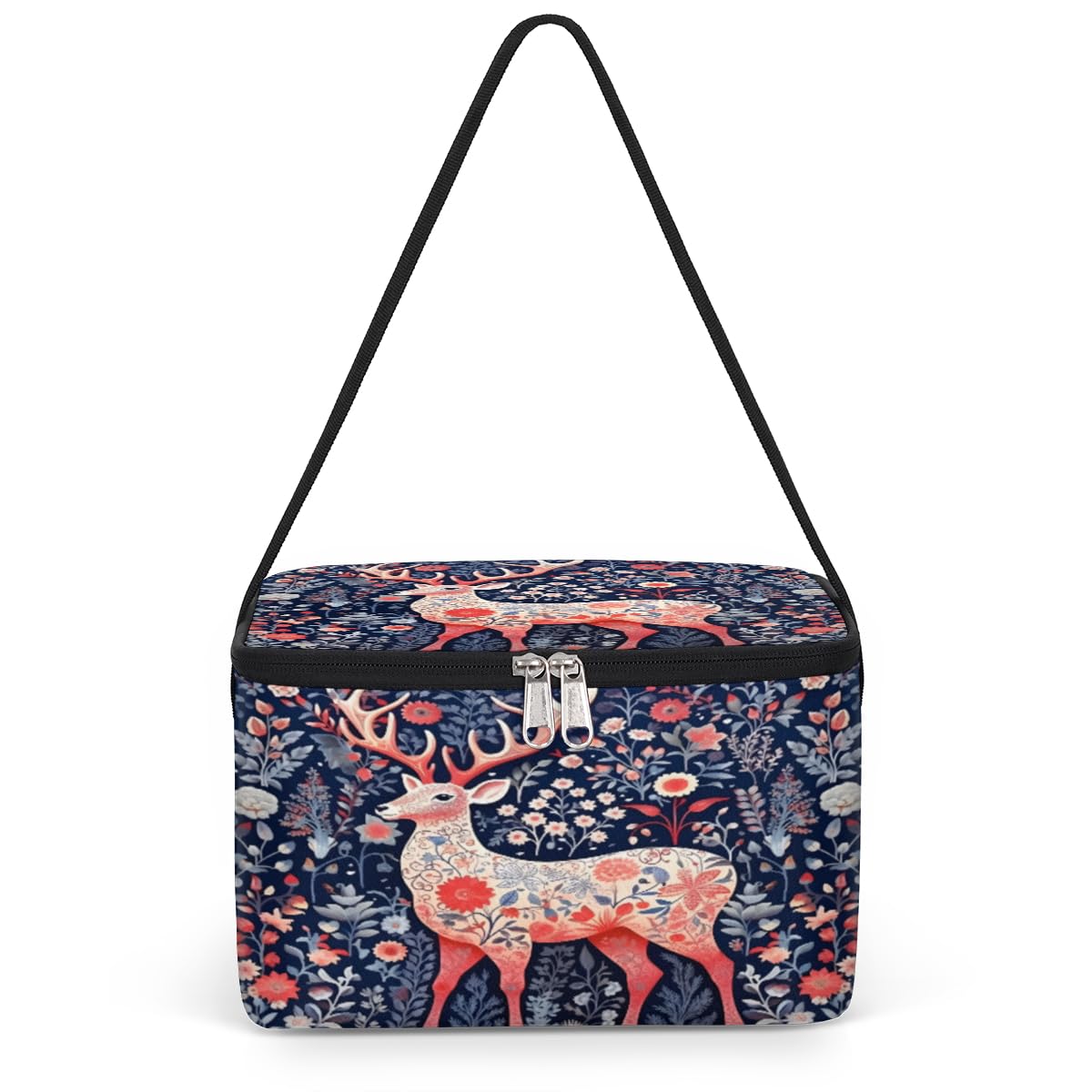 GzLeyigou Christmas Reindeer Lunch Bags for Women Men 9 Cans, Hot & Cold Food Delivery Bag Insulated Grocery Bag Insulated Lunch Box Reindeer Cooler Bag for Office Work Picnic Beach