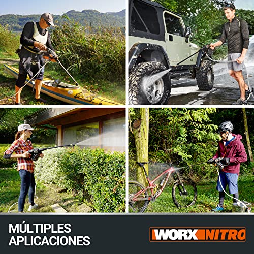 WORX Nitro WG633E Hdrolimpiadora 20V 4Ah, 56Bar, 220L/H, Limpieza de Coches y terrazas, batería y Cargador incluidos, compacta, Ligera y transportable para Limpiar en Cualquier Lugar - imagen 8