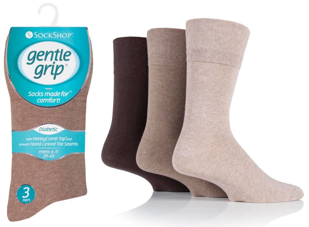 Sockshop Men's Browns (3 Pairs) Sock Shop Diabetic Socks Somrd Browns X 3
