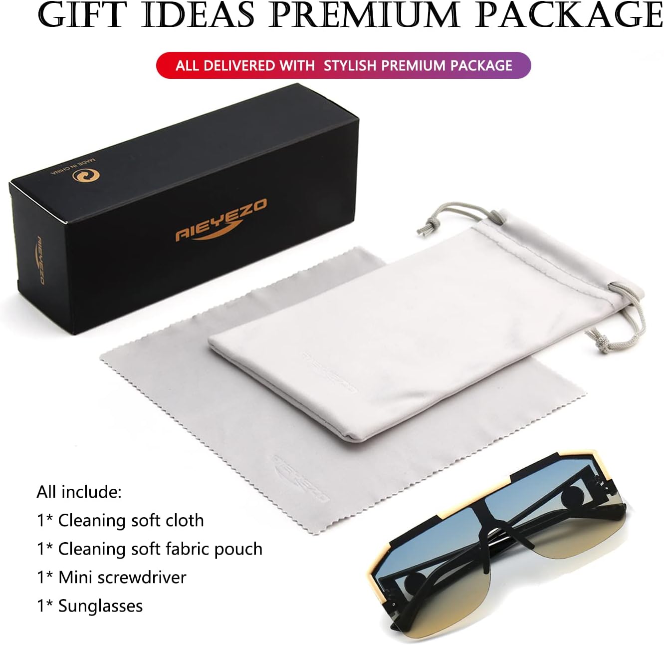 AIEYEZO Square Oversized Sunglasses Flat Top Shield Sun Glasses for Men Women One Lens Square Shades - Image 7