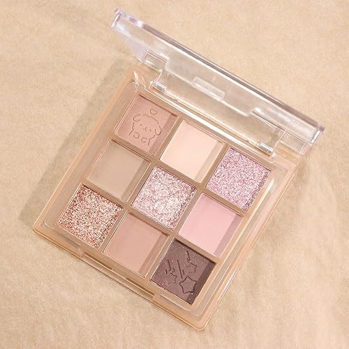 Miniatura 7 de Paleta de sombra de ojos colorida de 9 colores con brocha para sombra de ojos, altamente pigmentada, mate, brillante, cálida, pastel, paleta de