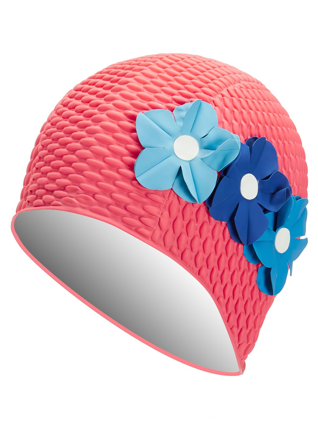 Sporti Women Floral Bubble Swim Cap - Red/Blue Flowers — image 1
