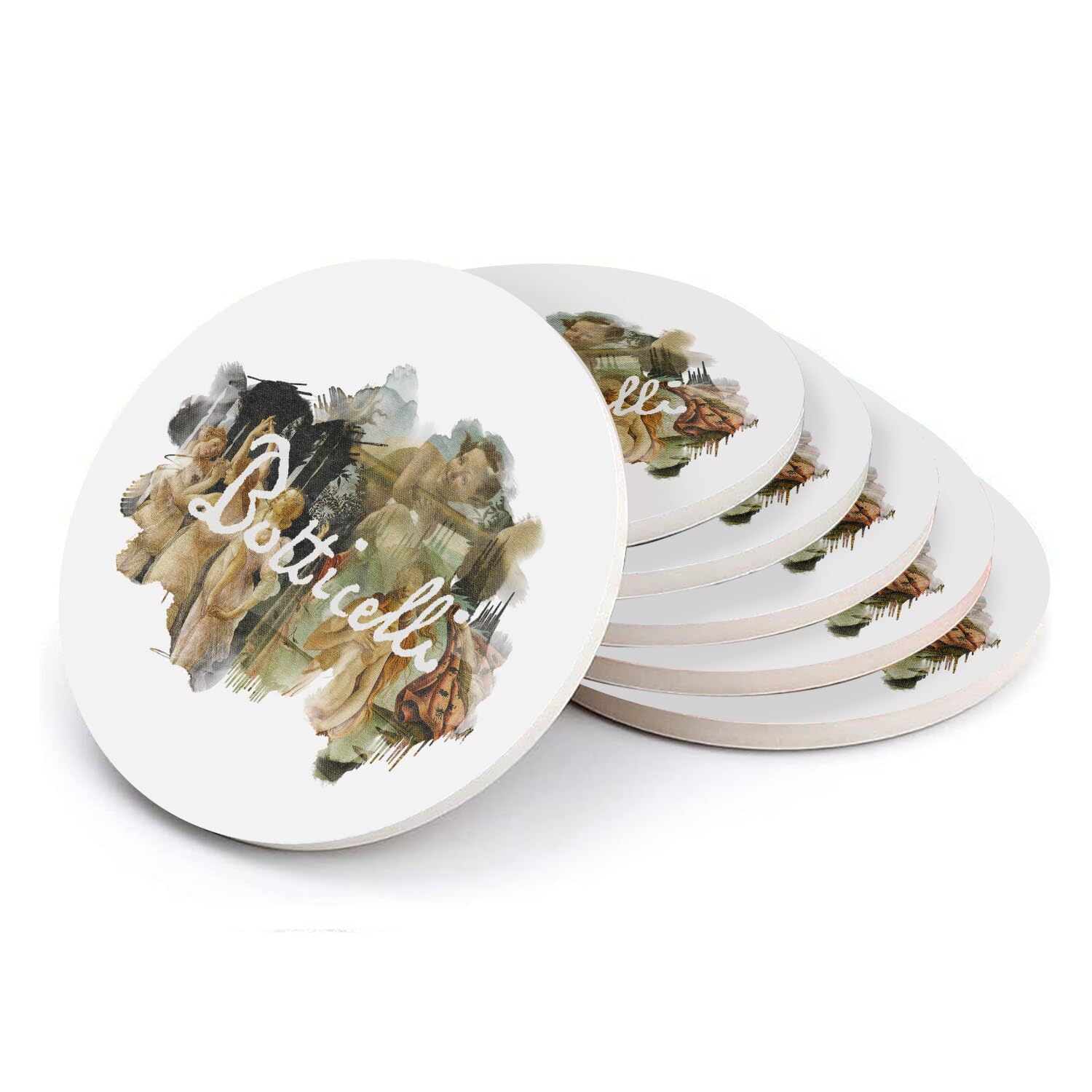 Sous-verre ronds en céramique Botticelli peinture célèbre lot de 6 dessous de verre