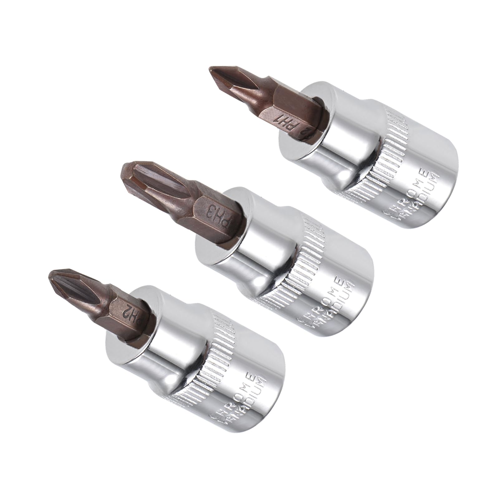 PH3 Phillips Bit Socket Set - 3/8" Drive 1.89" Long S2 Alloy Steel Sockets (2-Piece Pack)