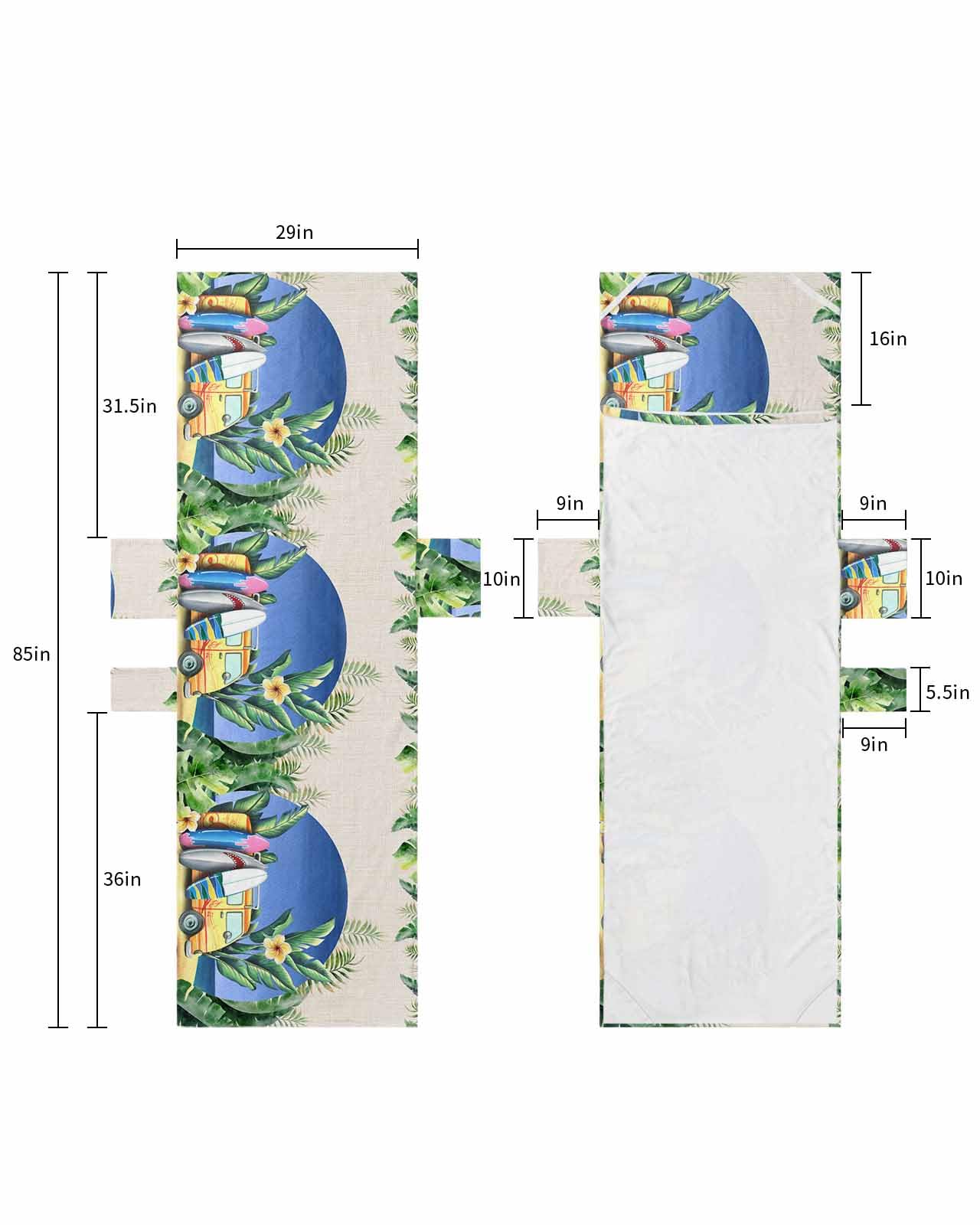 Camper Coastal Beach Lounge Chair Towel Cover, Soft Chaise Lounge Towel with Side Pockets Patio Pool Chairs Cover for Beach/Pool Sunbathing 29x85 Summer Beach Palm Leaf Tropical Plants