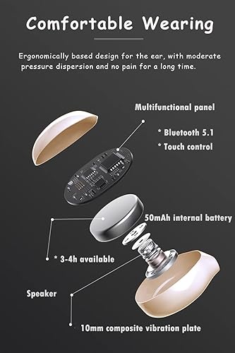 Miniatura 7 de Auriculares invisibles pequeños pequeños ocultos para trabajar, dormir, música (nude)