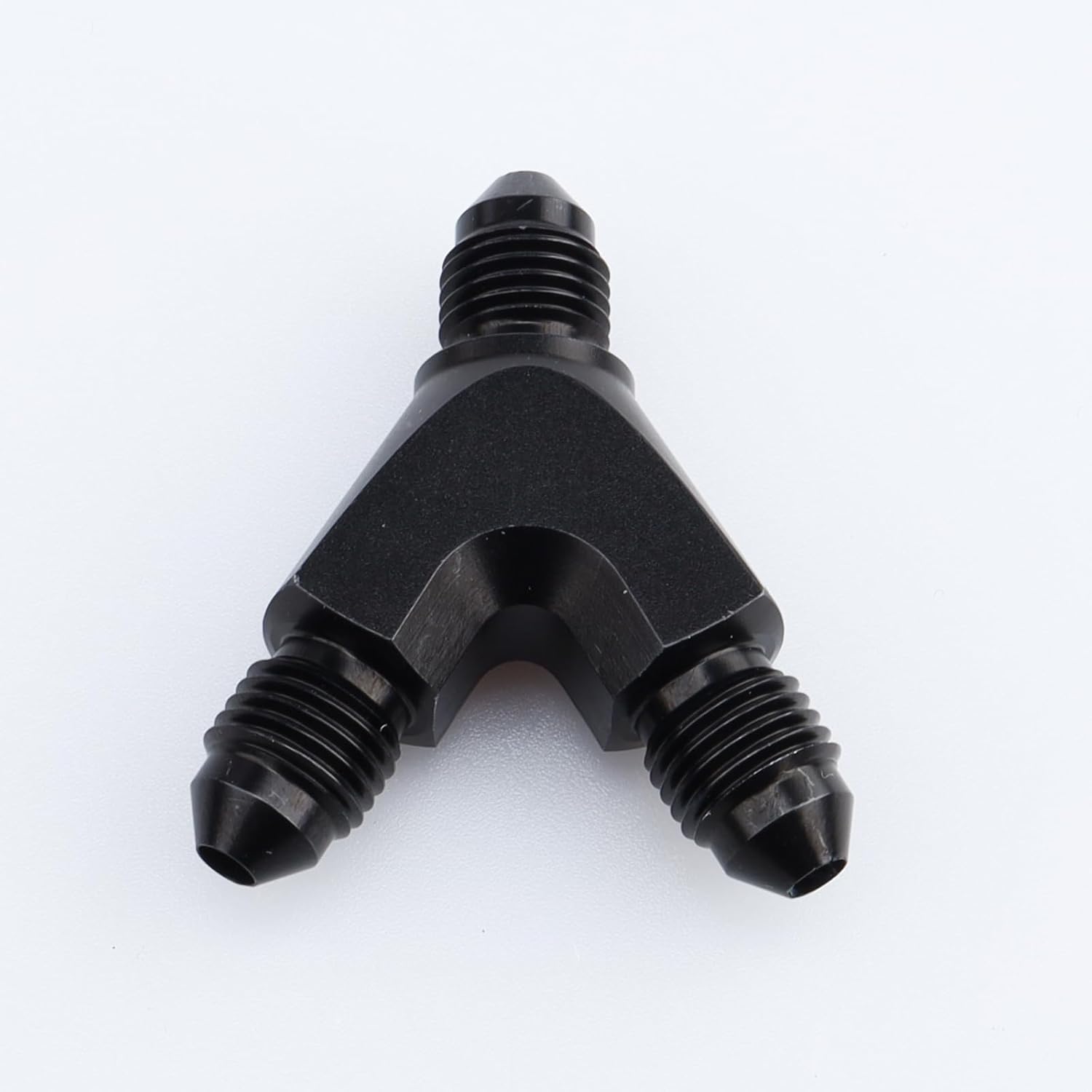 AC PERFORMANCE Y Block Splitter Fuel Fitting Male -3 AN In Male -3 AN Out, Aluminum Black