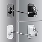 RORMGO Refrigerator Lock 2 Packs, Baby Proofing Fridge Locks with Silicone Wire Protection & Key - Easy Install Surface-Friendly for Freezer & Refrigerator, Black & White