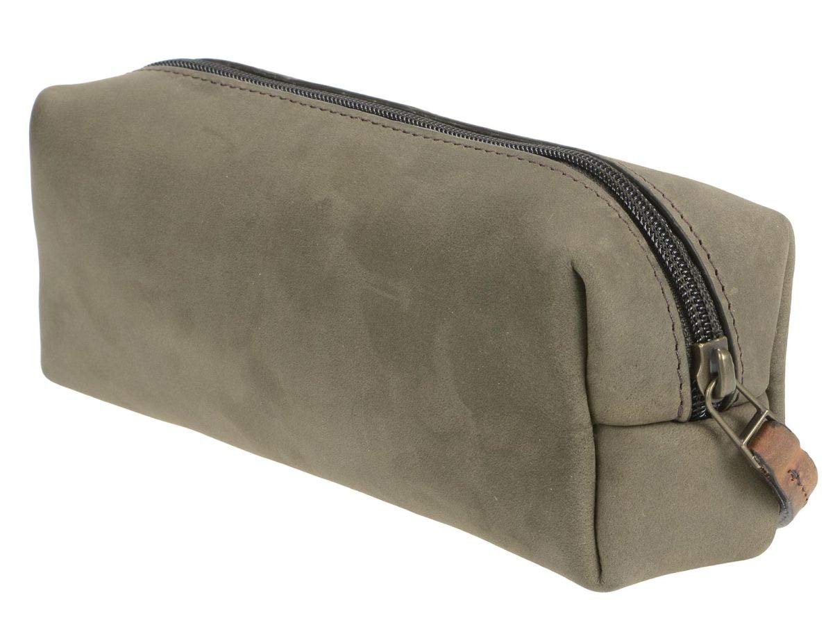 Ruitertassen Stiftetui Leder mit samtig weicher Oberfläche Schlamperrolle Stiftrolle Stifeetui Pencil Case khaki