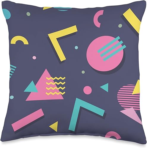 90s Retro Style Aesthetic Nostalgia Gifts by Akima Almohada geométrica abstracta de los años 80 y 90, diseño gráfico de Memphis, 16 x 16, multicolor