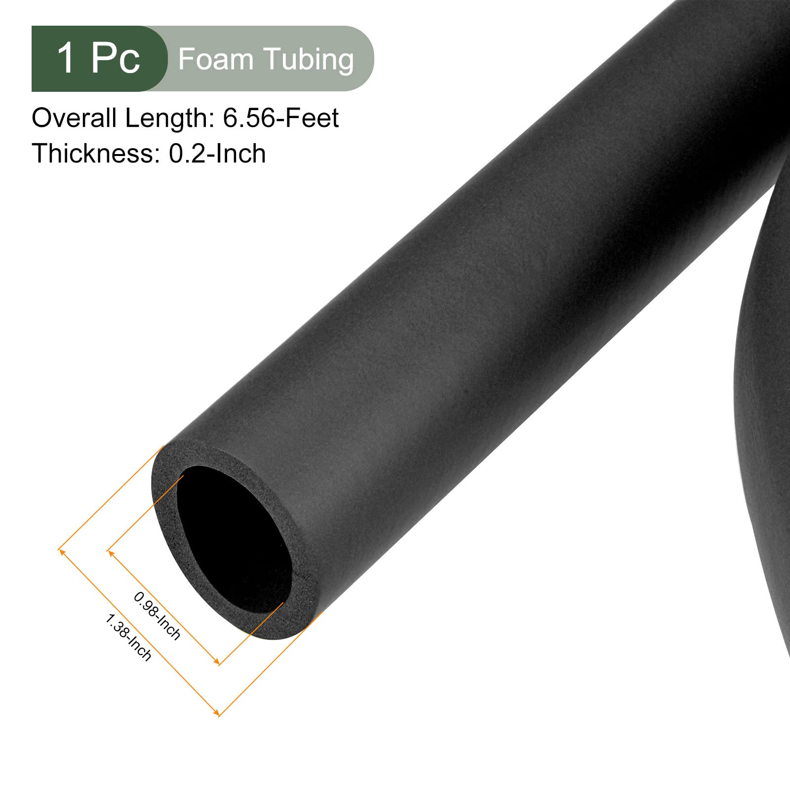 YOKIVE Espuma Tubería, Goma Aislamiento Tubo Cubierta| Mango Agarre Protección, Bueno para Gimnasio Equipo Cobre Tubería (Negro, 25mm ID 35mm OD 2m)
