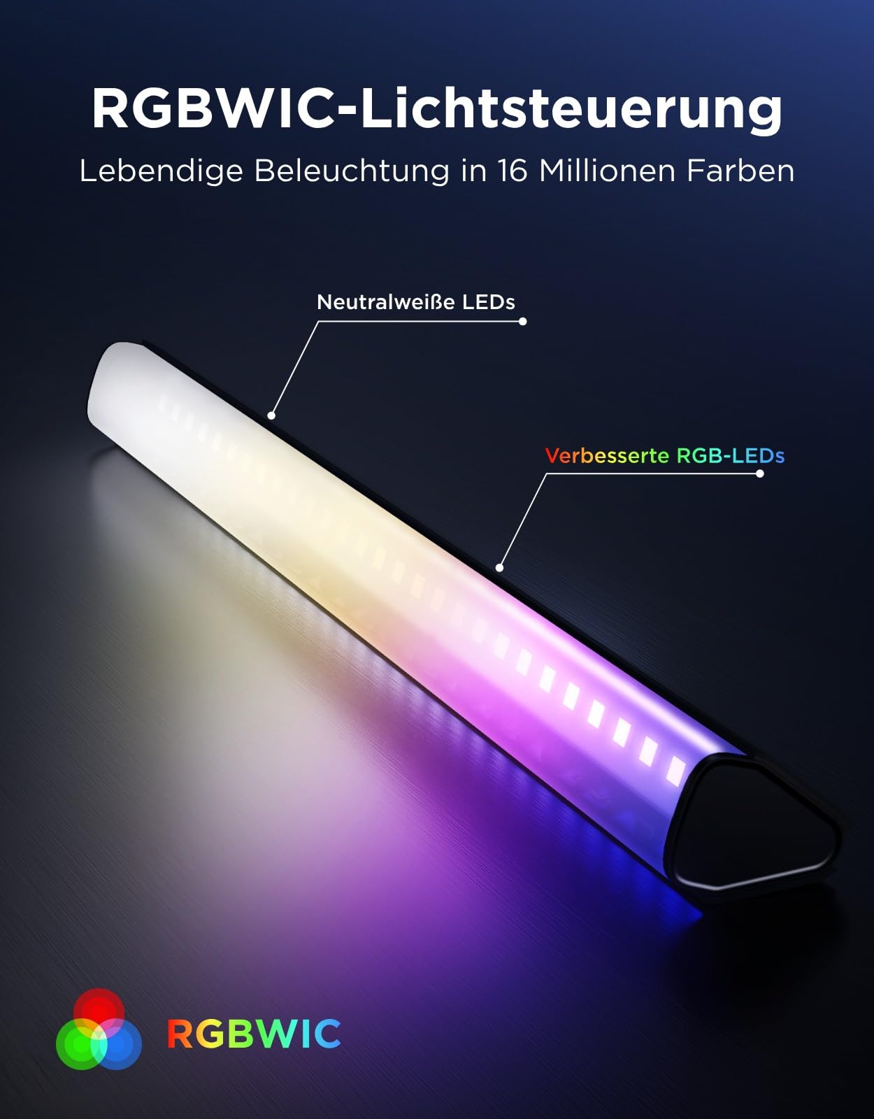 Govee RGBWIC TV Light Bars,WiFi TV Hintergrundbeleuchtung für 45-70Zoll TVs | 38cm Smart LED TV Backlights für TV & PC, kompatibel mit Matter, Alexa und Google Assistant, 3 Platzierungsoptionen, Schwarz