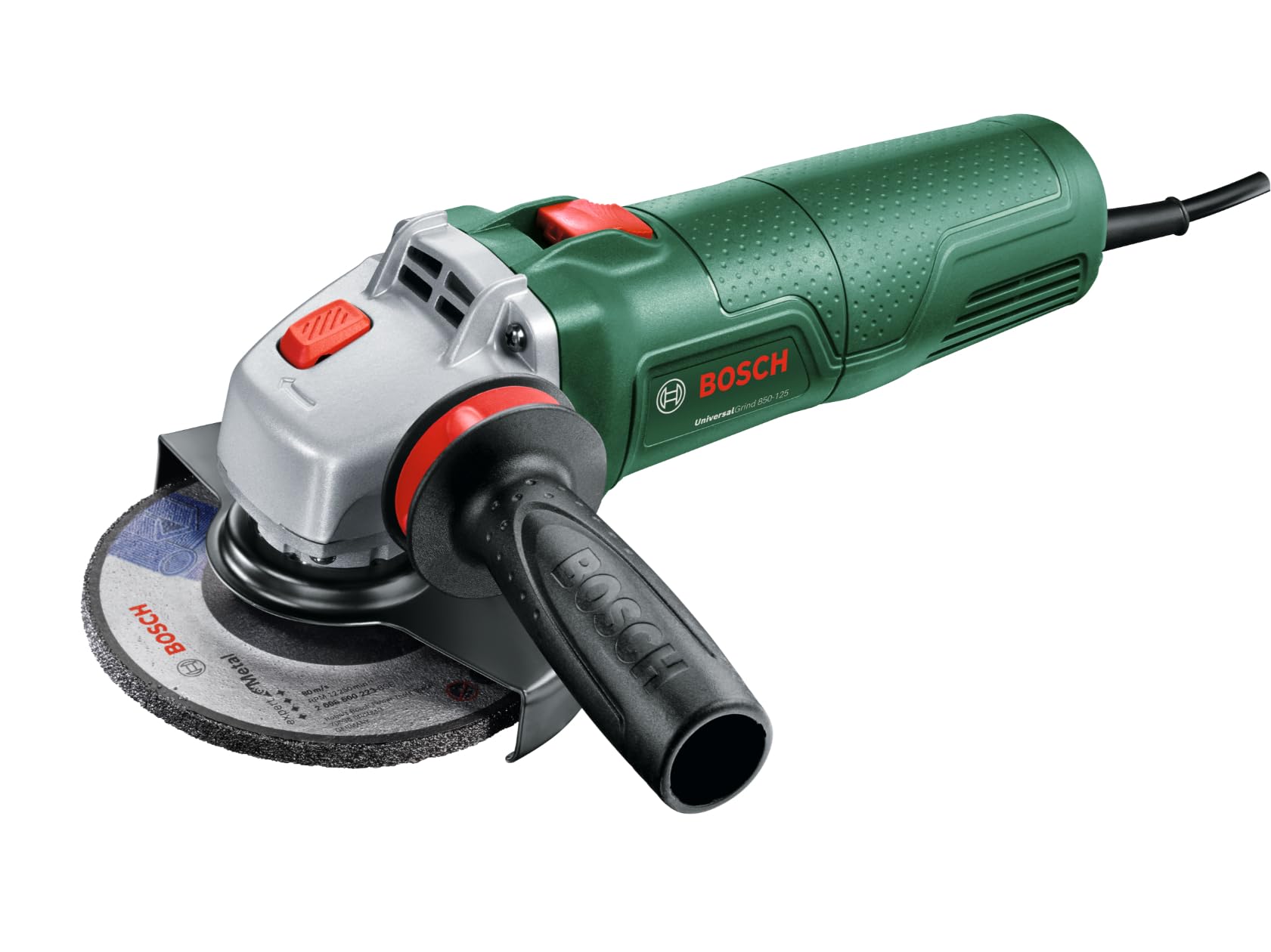 Bosch UniversalGrind 850-125, Avuç Taşlama Makinesi, 2 x Kesme Diski, 1 x Taşlama Diski