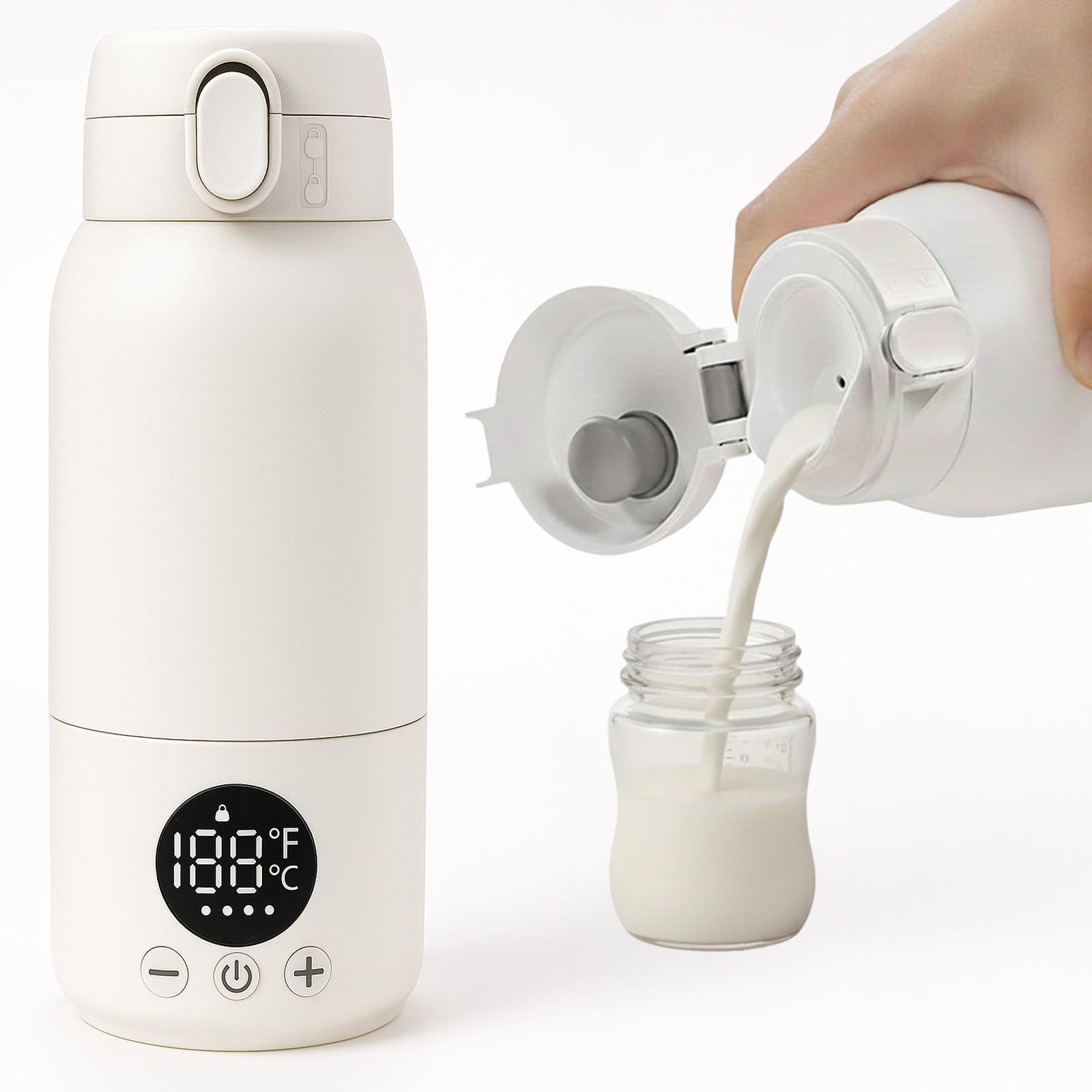 Calentador de biberones portátil para bebé, calentador de biberones, calentamiento rápido de 2 minutos, 500 ml, gran capacidad, con función de esterilización, para coche, camping y viajes