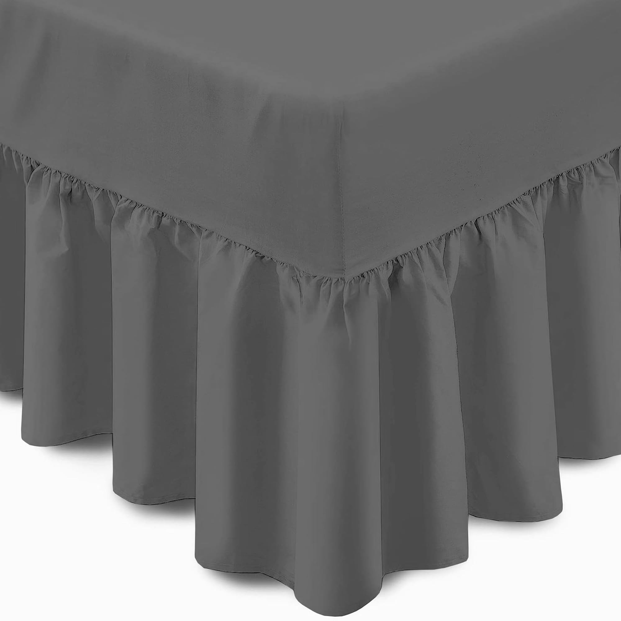 Cotton Comfort Bedding Valance Double Fitted Sheet 100% Egyptian Cotton 400 Thread Count Frill Bed Sheets Double Super Soft Breathable & Luxury Deep Fitted Base Valance Sheets