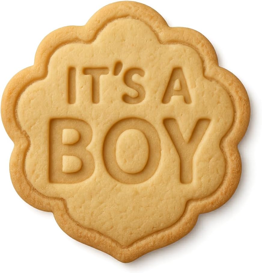 Mighty Gadget It's a Boy Cookie Cutter & Stamp - 4x4" Embossed Text for Baby Showers (Random Color)