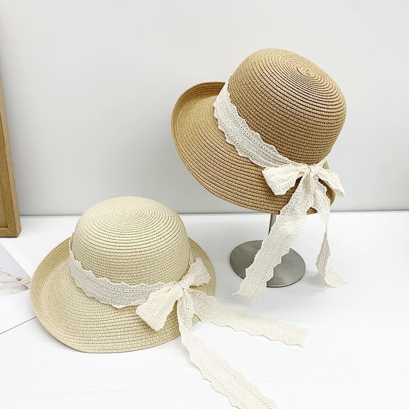 Sombrero de ala Enrollable para Mujer,Plegable,de Paja,con Lazo de Encaje,Ajustable,Ligero y Transpirable,para Playa,para Caminar,Pescar y Viajar