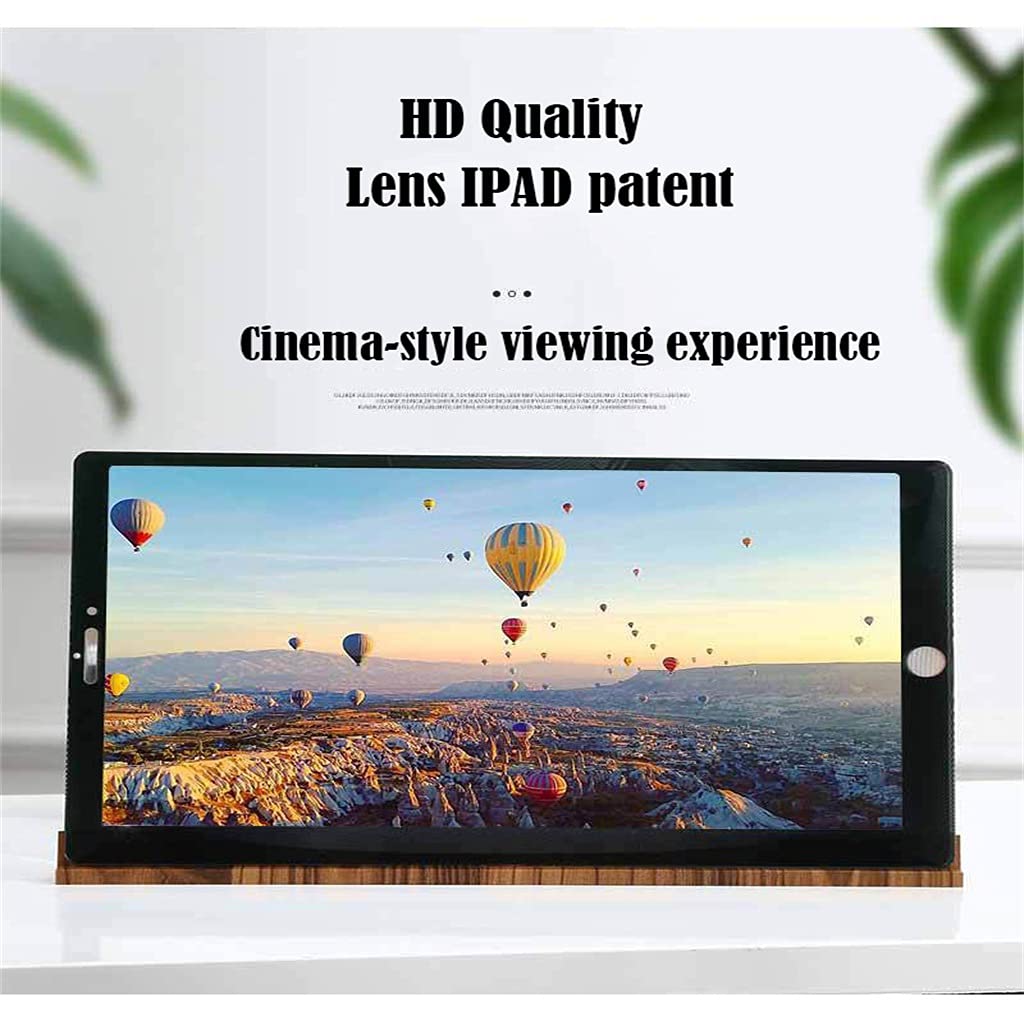 3X 4X 12-Zoll-Holzmaserung Horizontaler und vertikaler Bildschirm Zweizweck-Bildschirmlupe für Mobiltelefone HD 3D-Videolupe (Color : Coffee Wood Grain)