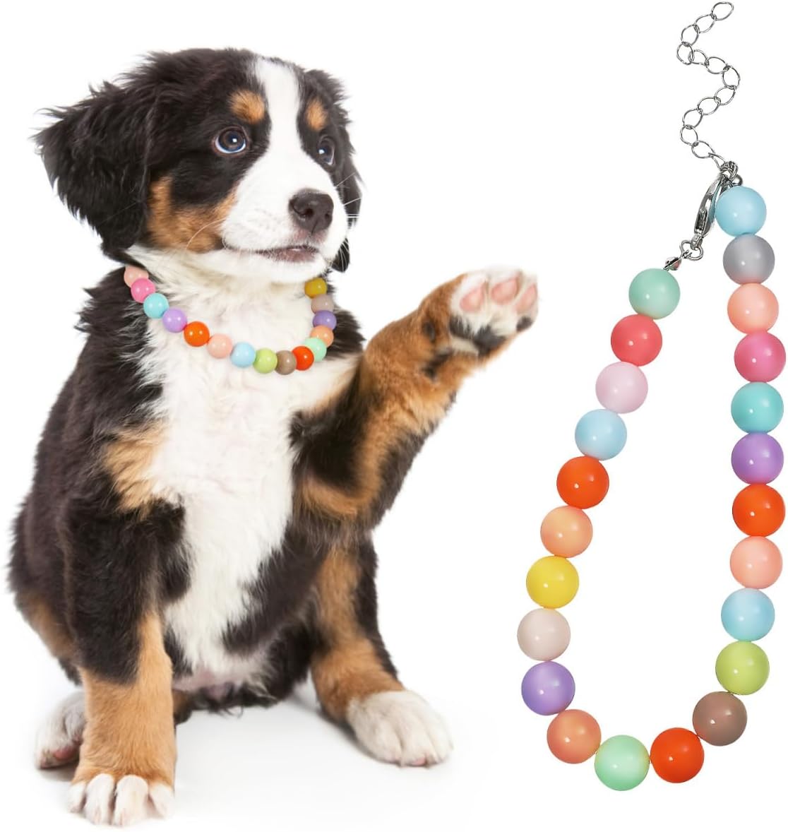 HANABASS Candy Colored Dog Necklace Collar Adjustable Beaded Pet Jewelry for Small Dogs Puppies Girls Wedding Party Accessories