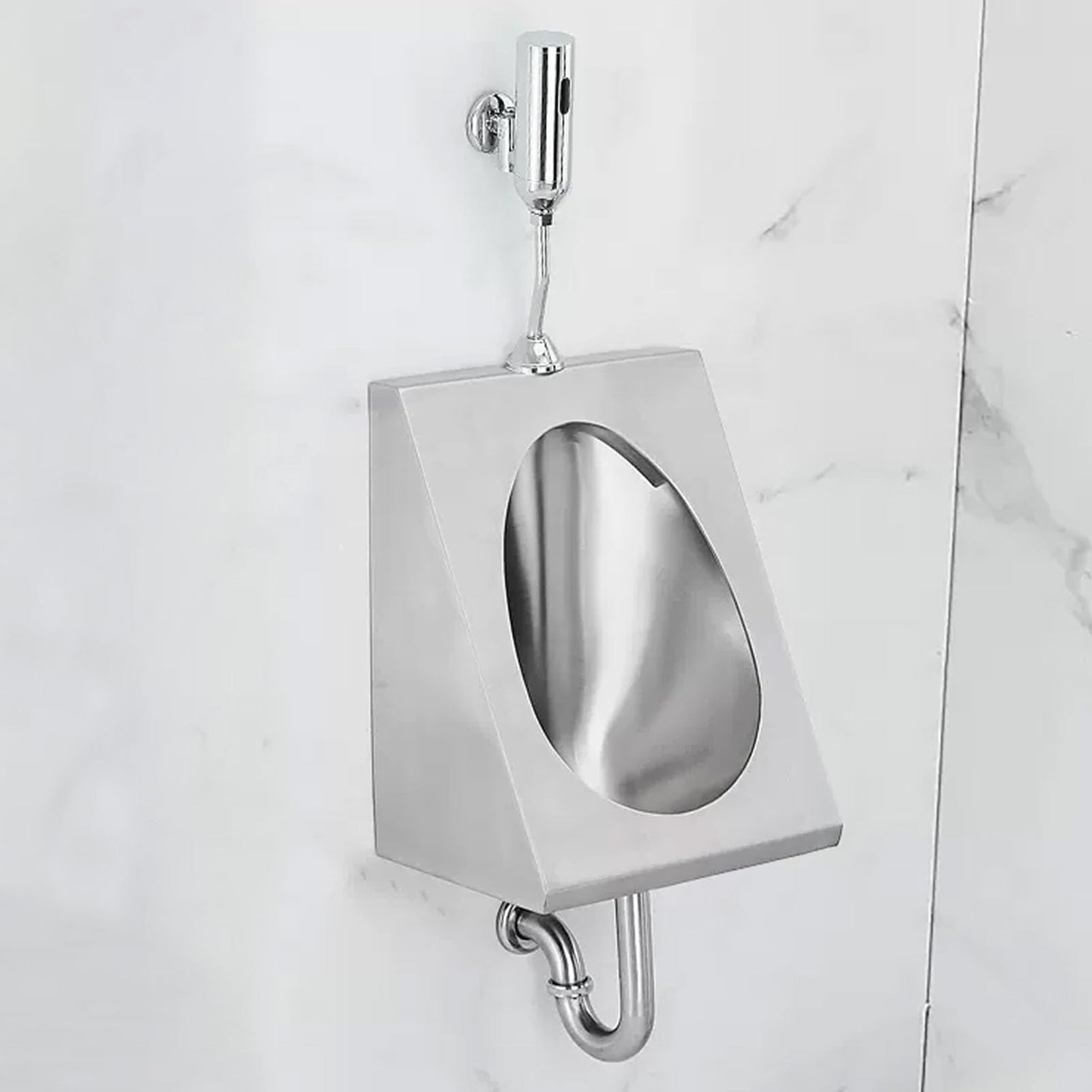 GTHTUHFD Wall Sensor Urinal, 304 Stainless Steel Urinal, Men'S Flushing Urinals, Commercial Public Toilet Splash Urinals, With Flush Valve And Drain Pipe, For Bathroom, Hotel,Wall-Sensor A