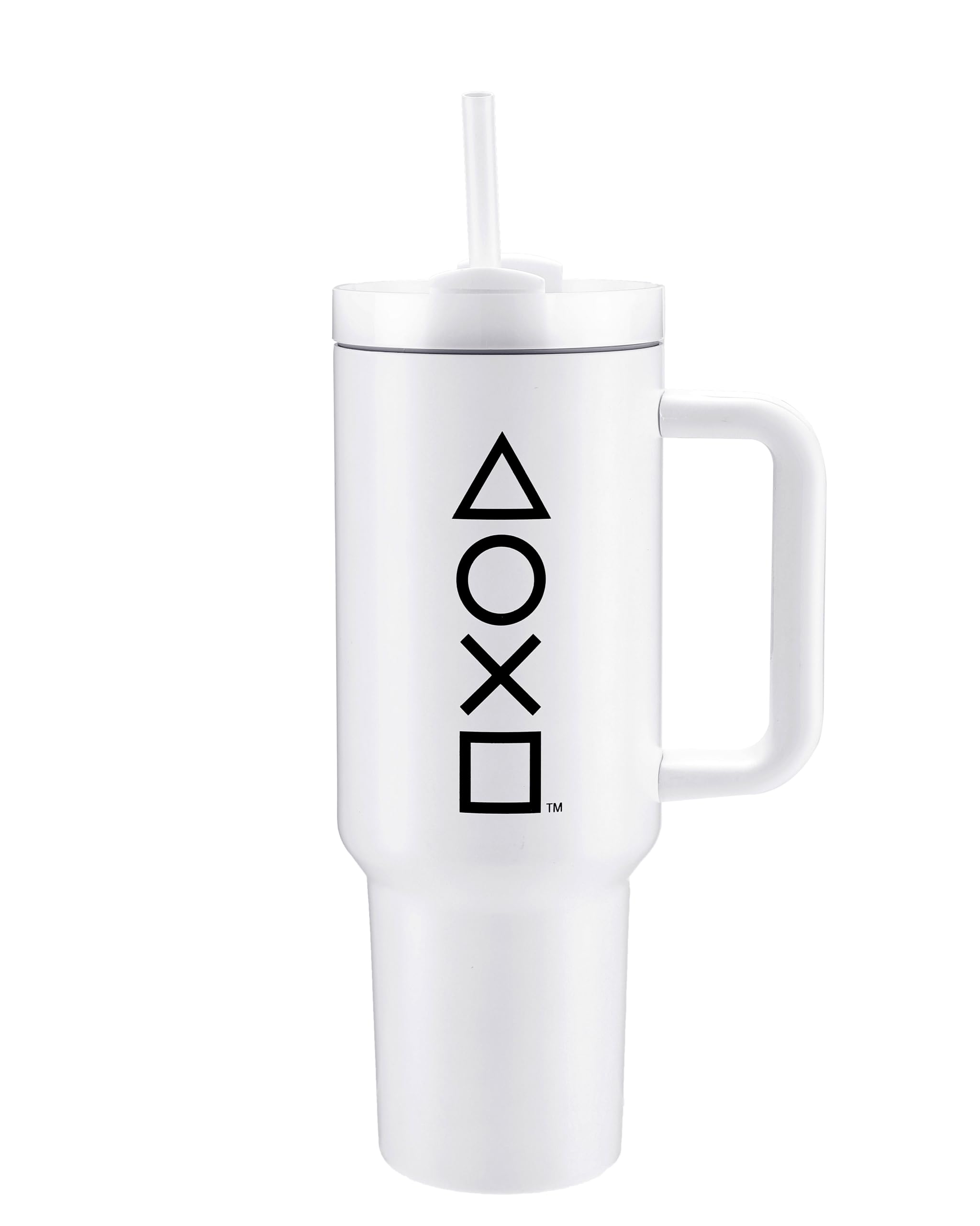 Pyramid International Official PlayStation 40oz/1200ML Tumbler with Straw and Lid, Double-Wall Vacuum Insulated, Cold for 11 Hrs, Hot for 7 Hrs, BPA-Free