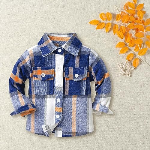 Toddler Winter Coats Toddler Boys Girls Shirt Jacket Plaid Long Sleeve Coat Kids Turn Down Collar Button Boys T Shirts4