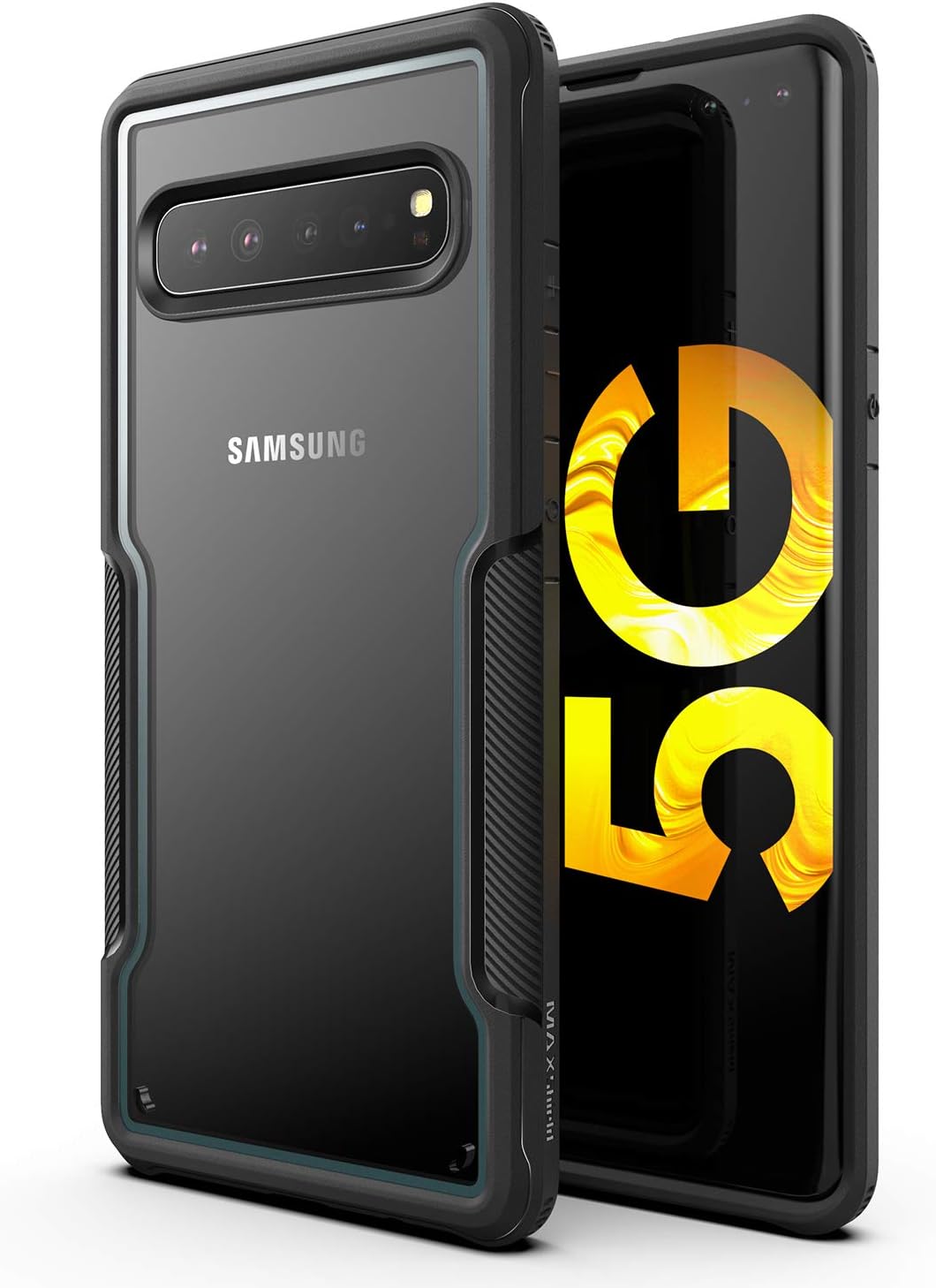 Compatible with Samsung Galaxy S10 & S10 5G Case, Heavy Duty Shockproof Slim Clear Protection Cover [Razor X Series]-Black