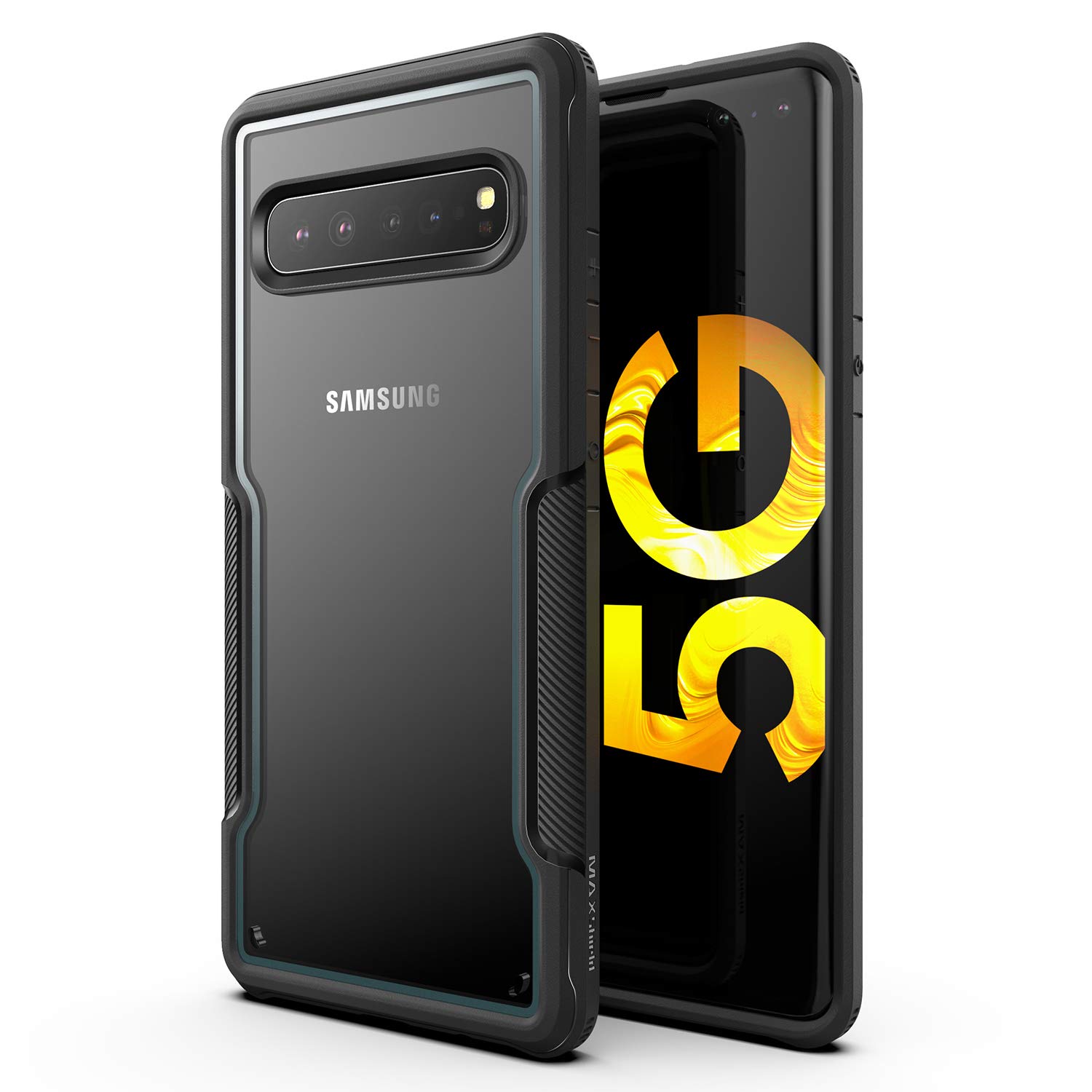 Compatible with Samsung Galaxy S10 & S10 5G Case, Heavy Duty Shockproof Slim Clear Protection Cover [Razor X Series]-Black