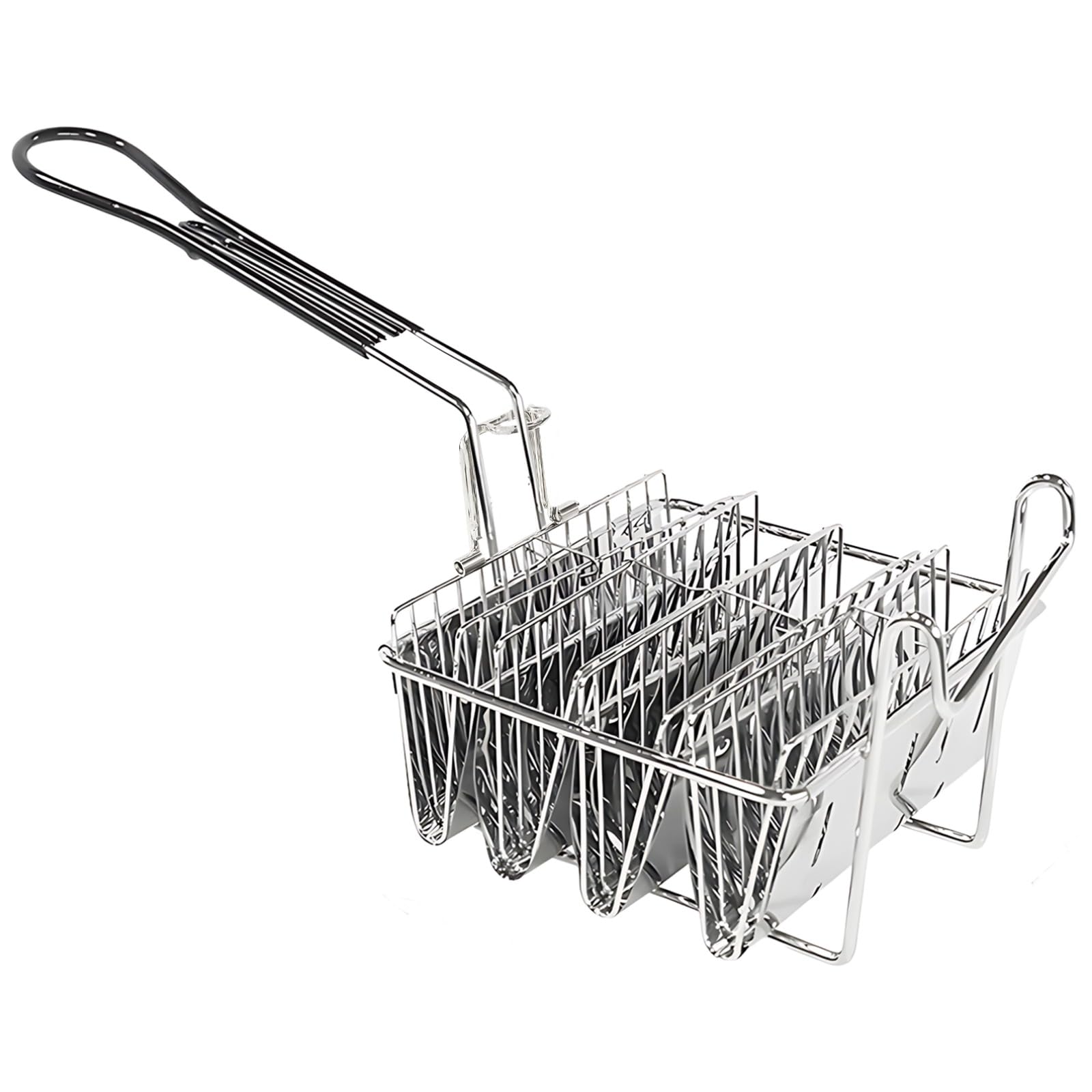 Cestello per friggitrice per taco in acciaio inox, 4 scomparti, design staccabile, manico resistente al calore, per friggitrici a olio e pentole normali, per cucine domestiche e professionali, produce