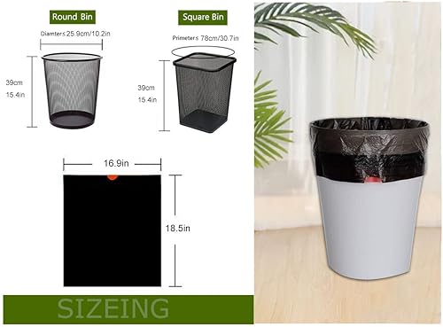 Miniatura 6 de Feisco Bolsa de basura negra de 3 galones, bolsa de basura con cordón pequeño, 100 unidades, 0.55 mil