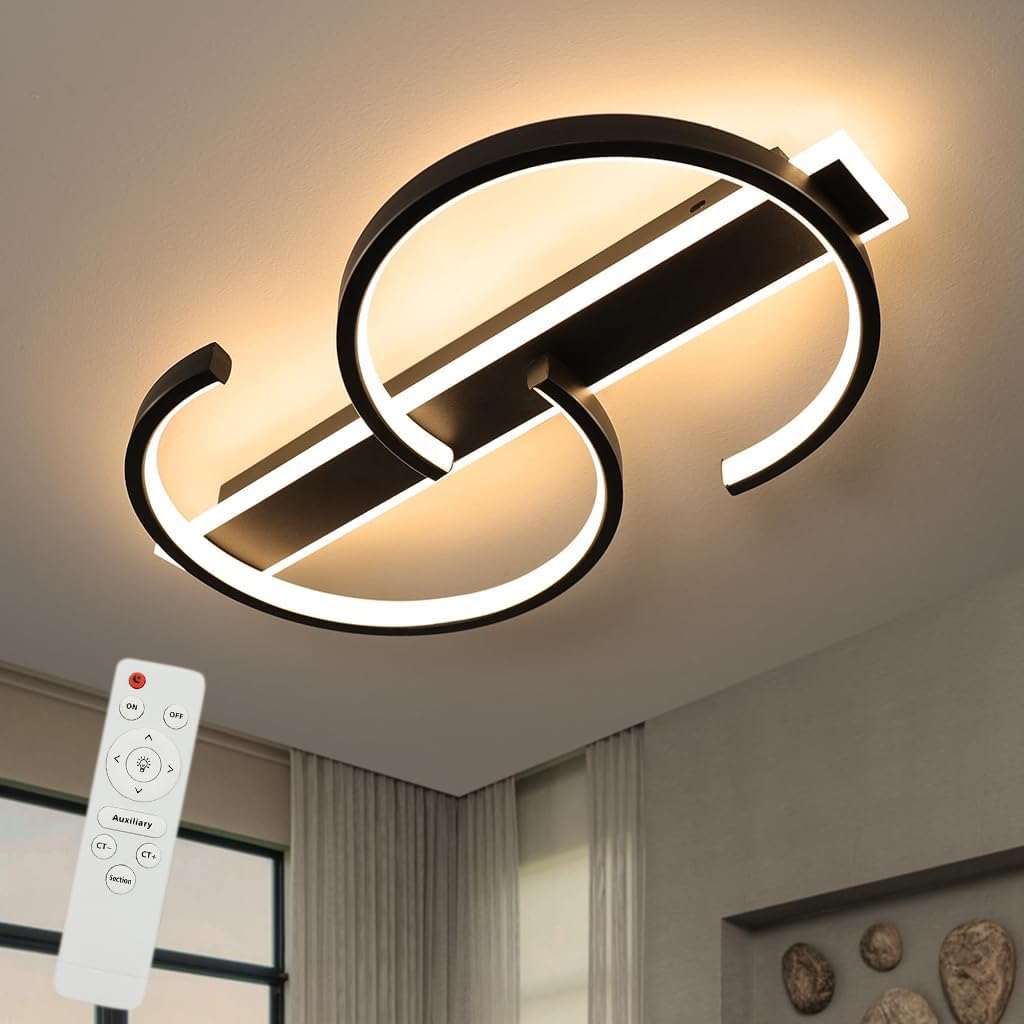 ELEPHANTBOAT® LED Ceiling Lights Dimmable Chandelier Lights for Ceiling, Modern Black Ceiling Lamp with Remote Control for Living Room Bedroom Office-image-29
