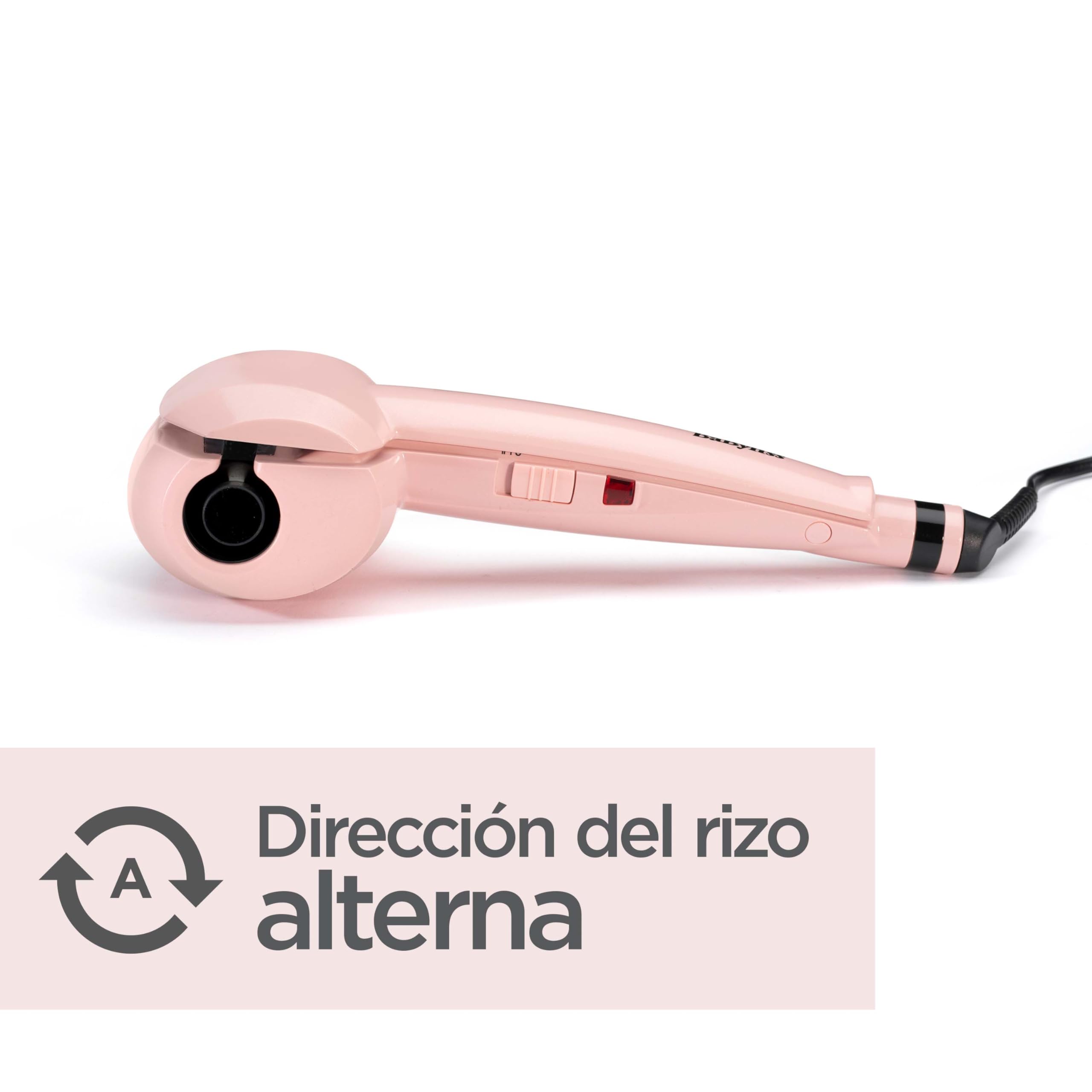 BaByliss Curl Secret Rose Blush - Rizador Automático, Peinados fáciles y rápidos, Rizos duraderos, 2 Ajustes de temperatura, Hasta 205°C, Rosa, 2664PRE