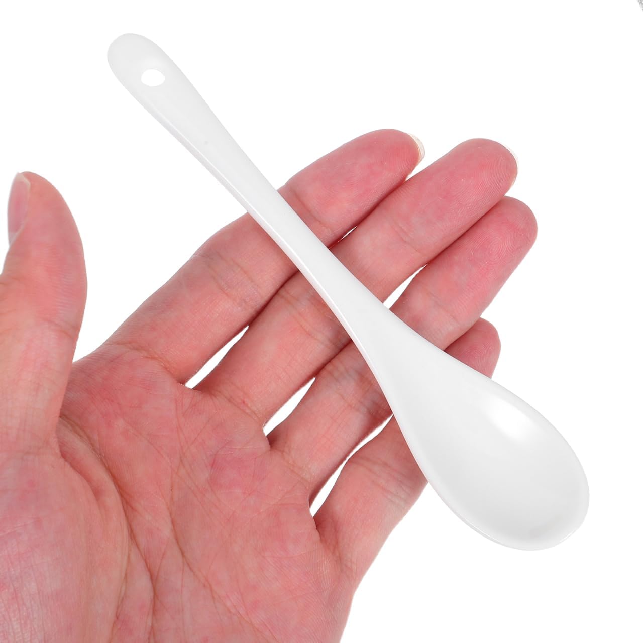 SHINEOFI 5Pcs Ceramic Coffee Spoons Small Porcelain Sugar Spice Spoons Mini Condiment Utensils for Precise Serving and Stirring in Kitchen and Dining Mixing Tool