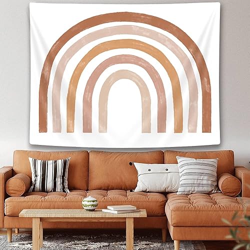 Miniatura 2 de Uokiuki Tapiz bohemio de arco iris, tapiz hippie de arco iris para adolescentes y niñas, guardería, tapiz retro de los años 60 y 70 para colgar en