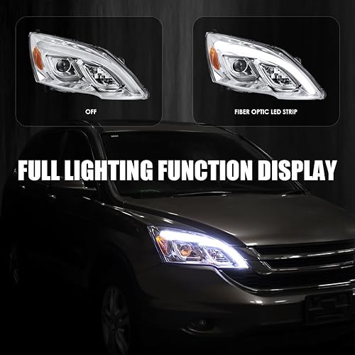 Miniatura 2 de Spec-D Tuning Faros delanteros LED cromados transparentes compatibles con Honda CR-V 2007-2011 par izquierdo + derecho conjunto de faros delanteros