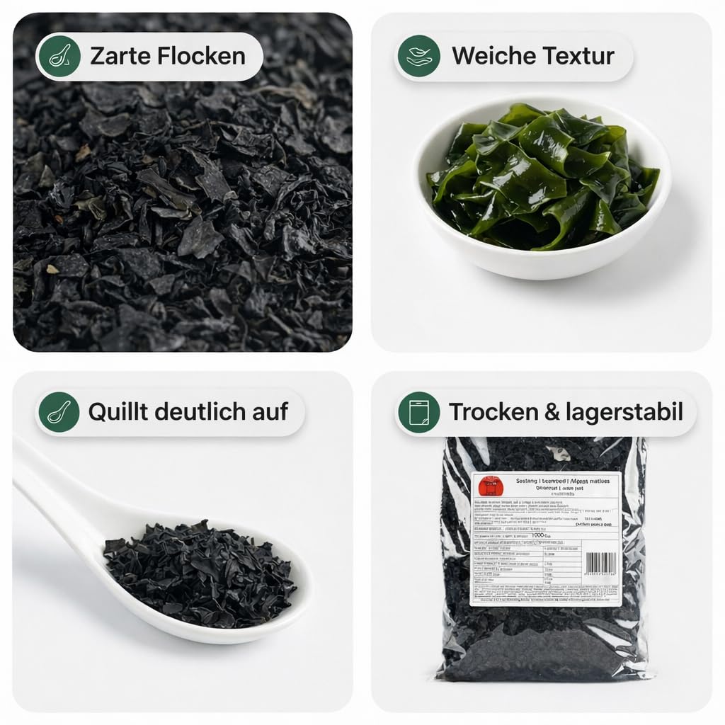 Takori Wakame Flocken für Miso-Suppe 10x 1 kg, Seetang getrocknet für asiatische Küche, vegan und glutenfrei