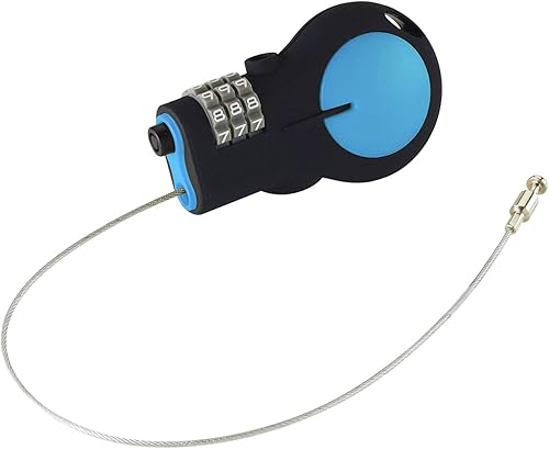 Lewis N Clark Cable de bloqueo con cable de acero retráctil de 30 pulgadas Azul Patchwork Candado aprobado por la Tsa y candado de bicicleta para