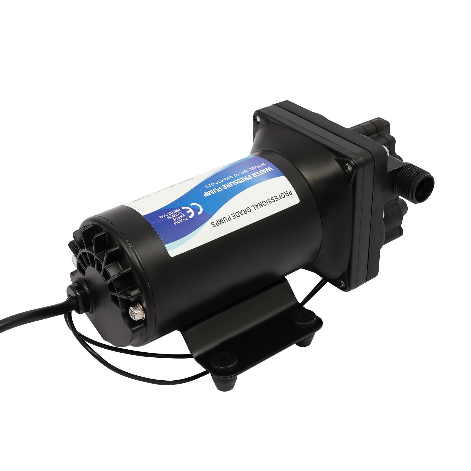 Membran-Druckpumpe 184 W, 20 l/min, Saughöhe 3 m, Förderhöhe 40 m, Druckwasserpumpe (2,4–5,6 kg), Ein-/Auslass φ20 mm (Außengewinde), Membranpumpe mit 1/2 Zoll Schlauchanschluss für Camping, Boote