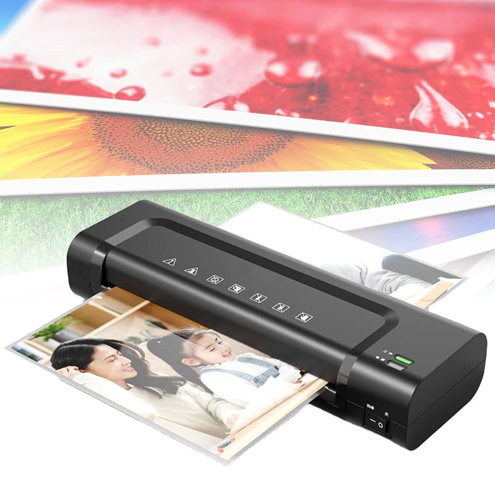KRUZZO Plastificatrice Termica Portatile per laminazione A4, Macchina per sigillare Foto da 360 W, Spessore Massimo di sovrastampaggio 0,5 mm, Riscaldamento rapido e Senza Bolle, per Uso Domestico